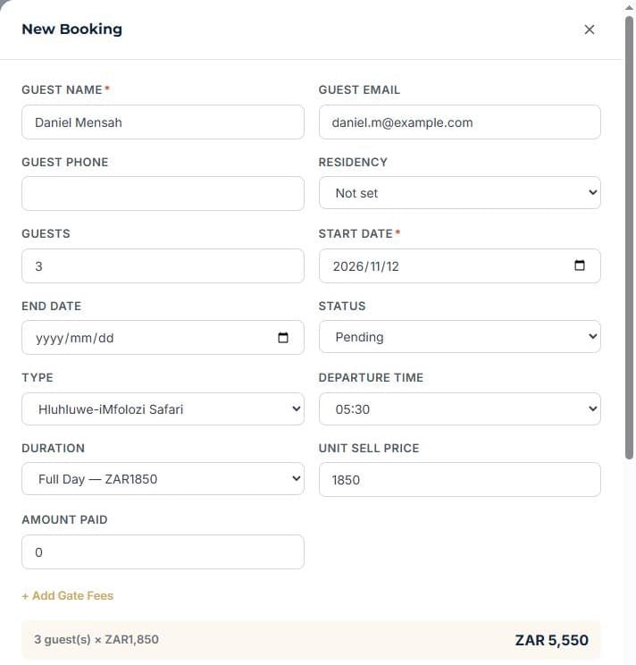 Set up your tours and rates: Bookings price themselves