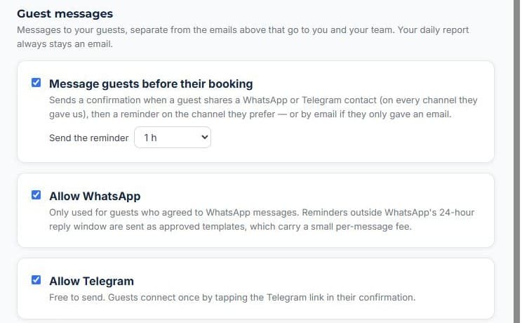 Know what is happening without logging in: Message guests automatically