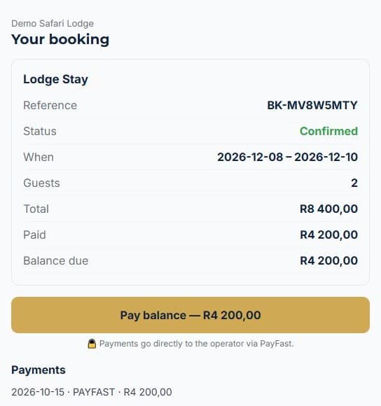 Take deposits online with PayFast: The payment is recorded for you