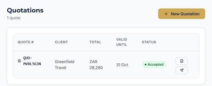 Send a quote and convert it: Accept & Convert when they say yes