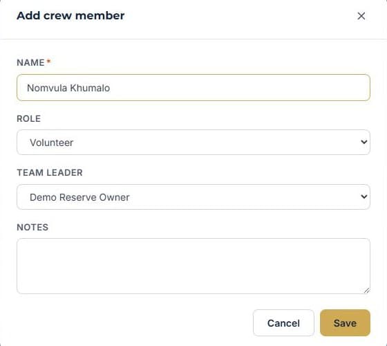 Set up your reserve team: Add their crew